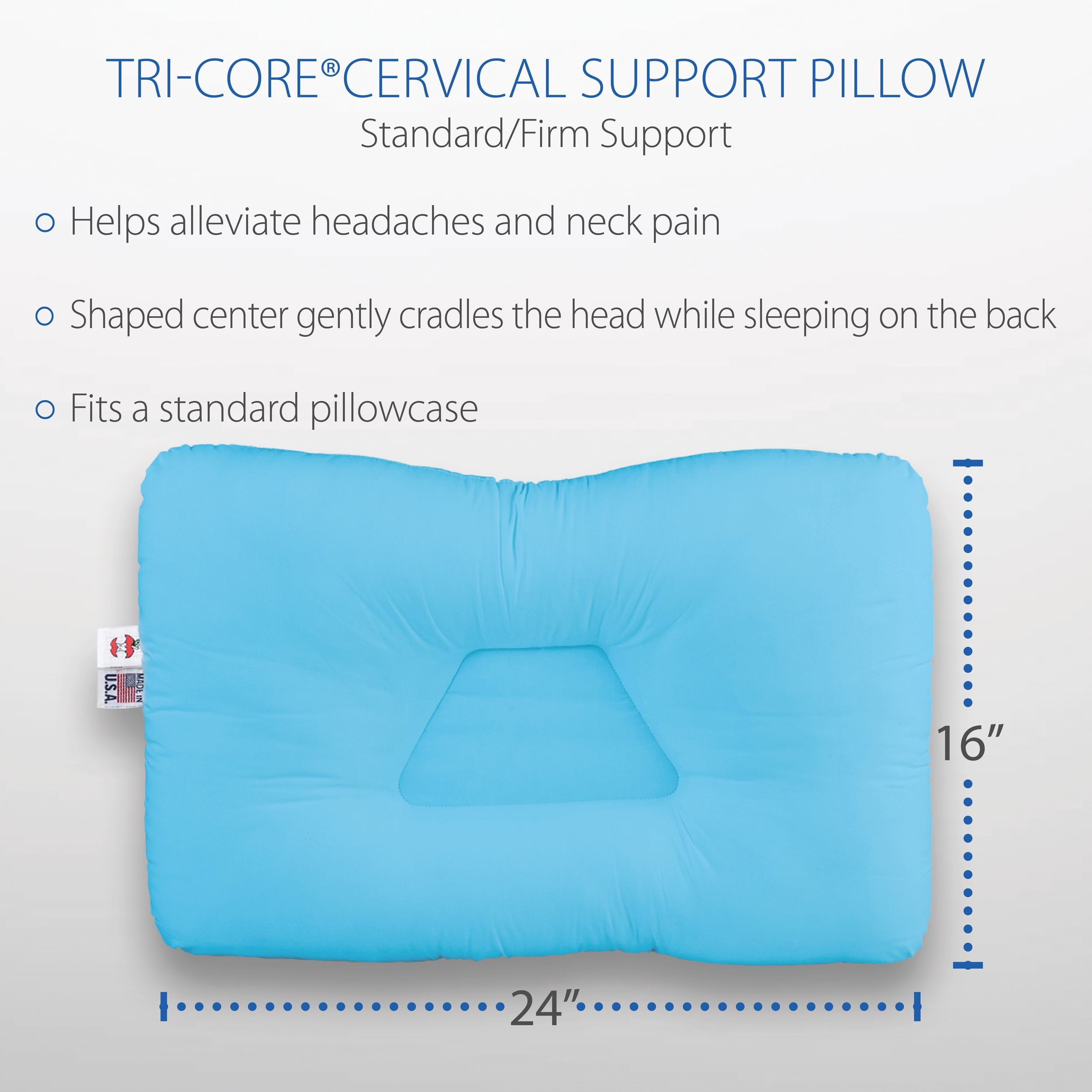 Tri-Core Cervical Support Pillow Full Size - Gentle Support - 2 Pack