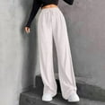 thumbnail image 2 of Comdrip Womens Pants Casual, Women's Elastic Waist Slim Striped Wide Leg Pants Trousers Pants for Women White M, 2 of 9
