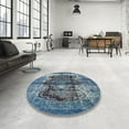 thumbnail image 4 of Ahgly Company Machine Washable Indoor Round Industrial Modern Blue Koi Blue Area Rugs, 4' Round, 4 of 7