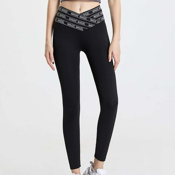 Mceream Womens High Waisted Leggings Compression Compression Running Pants Butt Lift High Waisted Crossover Tummy Control No See-Through Yoga Pants Black L