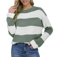 thumbnail image 2 of HOMBOM Knit Sweaters for Women Green Crew Neck Warm Fall Long Sleeve Pullover Womens Tops Xmas, 2 of 8