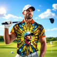thumbnail image 2 of HOMYGIFTS Custom Face Men’s Golf Polo Shirt – Angular Geometric Glass Pattern Personalized Polo, 2 of 8