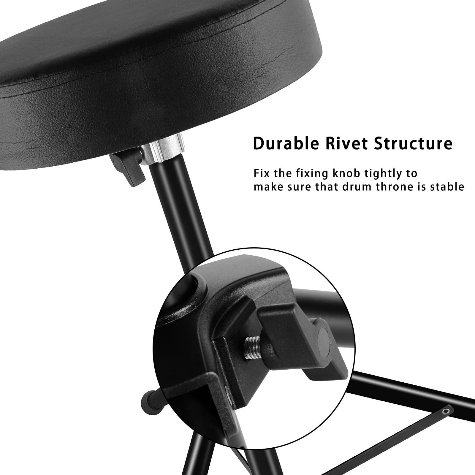 EASTROCK Height Adjustable Drum Throne Metal Heavy Duty Foldable Drum Stools Padded Seat  for Drummers Adults