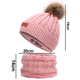 thumbnail image 2 of Gorro de esquí holgado de punto trenzado para bebé, gorro de esquí para niñas y niños, y bufanda del mismo color, 2 of 5