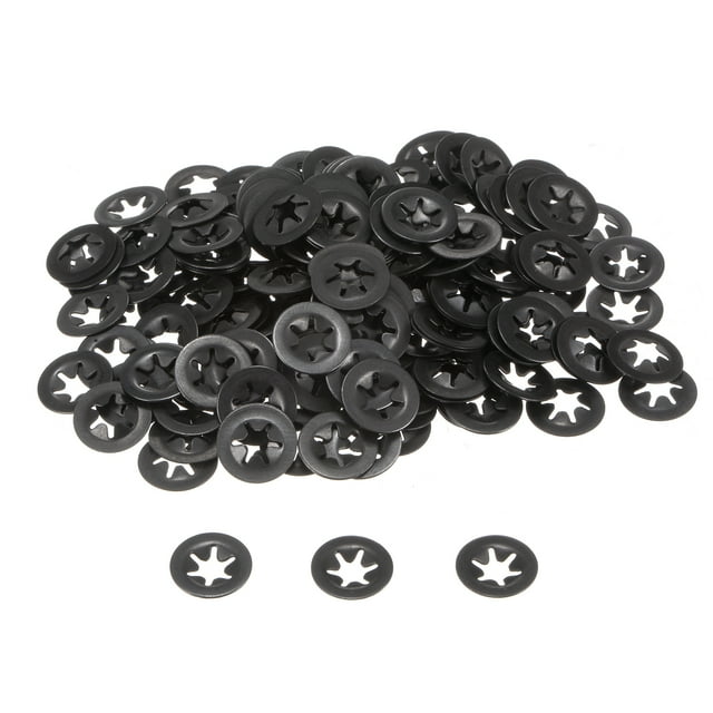 Unique Bargains 200 Pack Internal Tooth Star Lock Washers M4 Quick Speed Locking Washers, 65Mn Steel Starlock Push Nuts