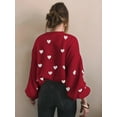 thumbnail image 4 of Women'S Oversized Heart Sweater Long Sleeve Crewneck Drop Shoulder Cute Knit Tops Jumper Red XXL, 4 of 8