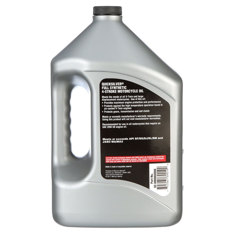 Quicksilver 20W-50 Full Synthetic Motorcycle Oil, 1 Gallon