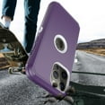 thumbnail image 4 of Xhy iPhone 13 Case 6.1", Heavy Duty Hard Shockproof Armor Protector Case Cover with Belt Clip Holster (Purple+White), 4 of 7