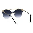thumbnail image 4 of Womens Retro Futuristic Rimless Butterfly Shield Sunglasses Gold Smoke, 4 of 4