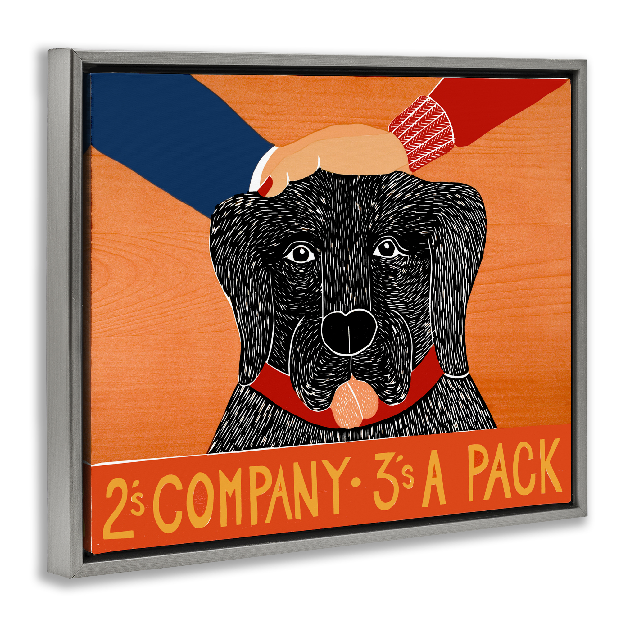 2's Company Dog Gray Framed Floater Canvas Wall Art, design by Stephen Huneck