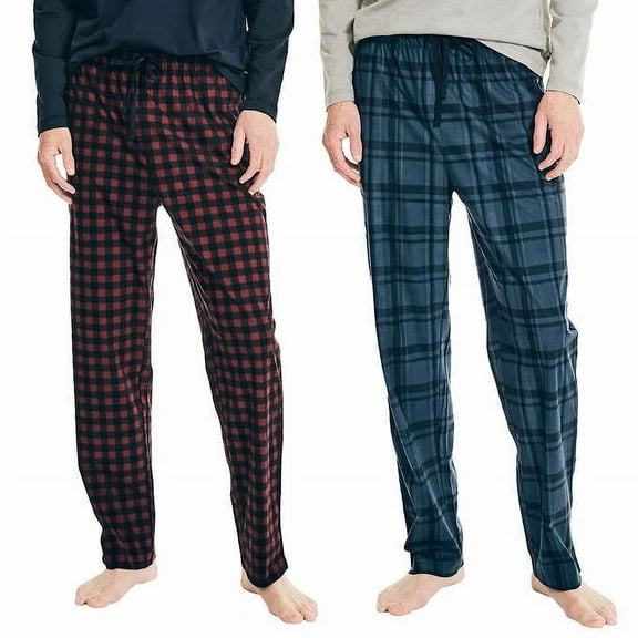 Nautica Men’s Lounge Pant 2-pack (Dark Red/Blue, Small)