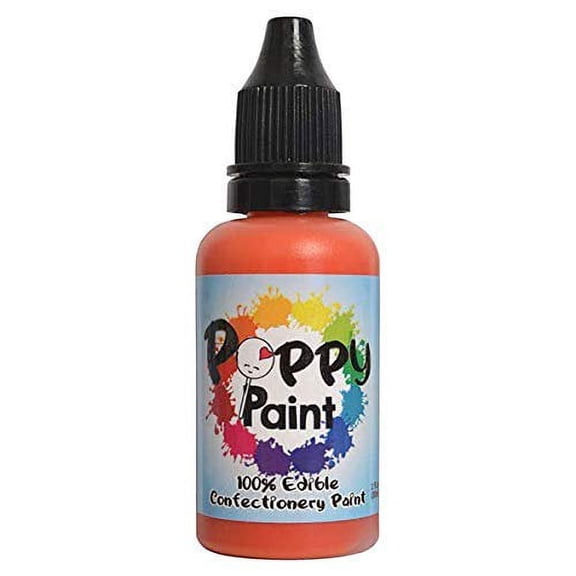Orange Fast Drying Edible Poppy Paint for Cake Pops, Cookies, Chocolates - 30ml