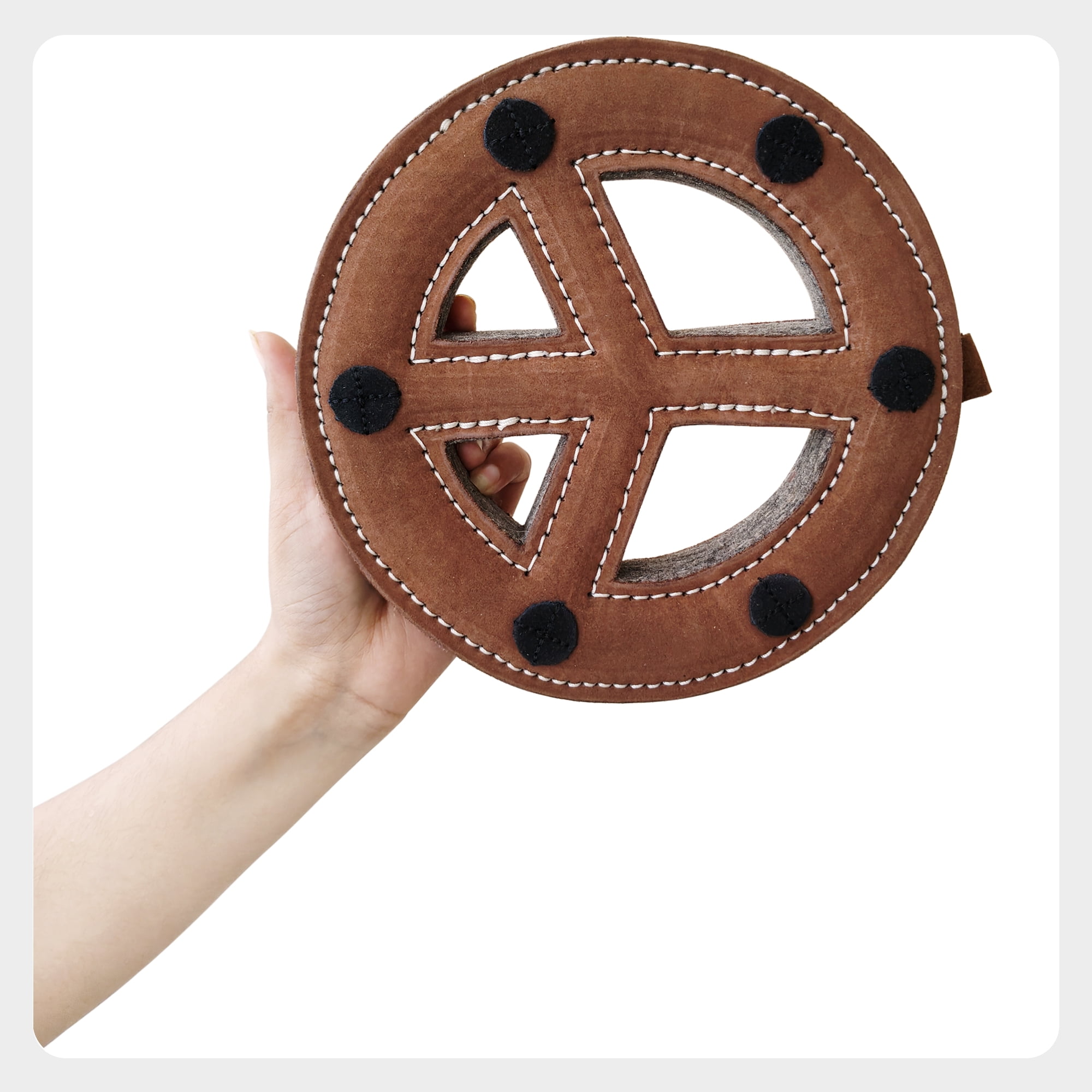 PetYupp Leather and Wool Peace Sign Dog Chew Toy