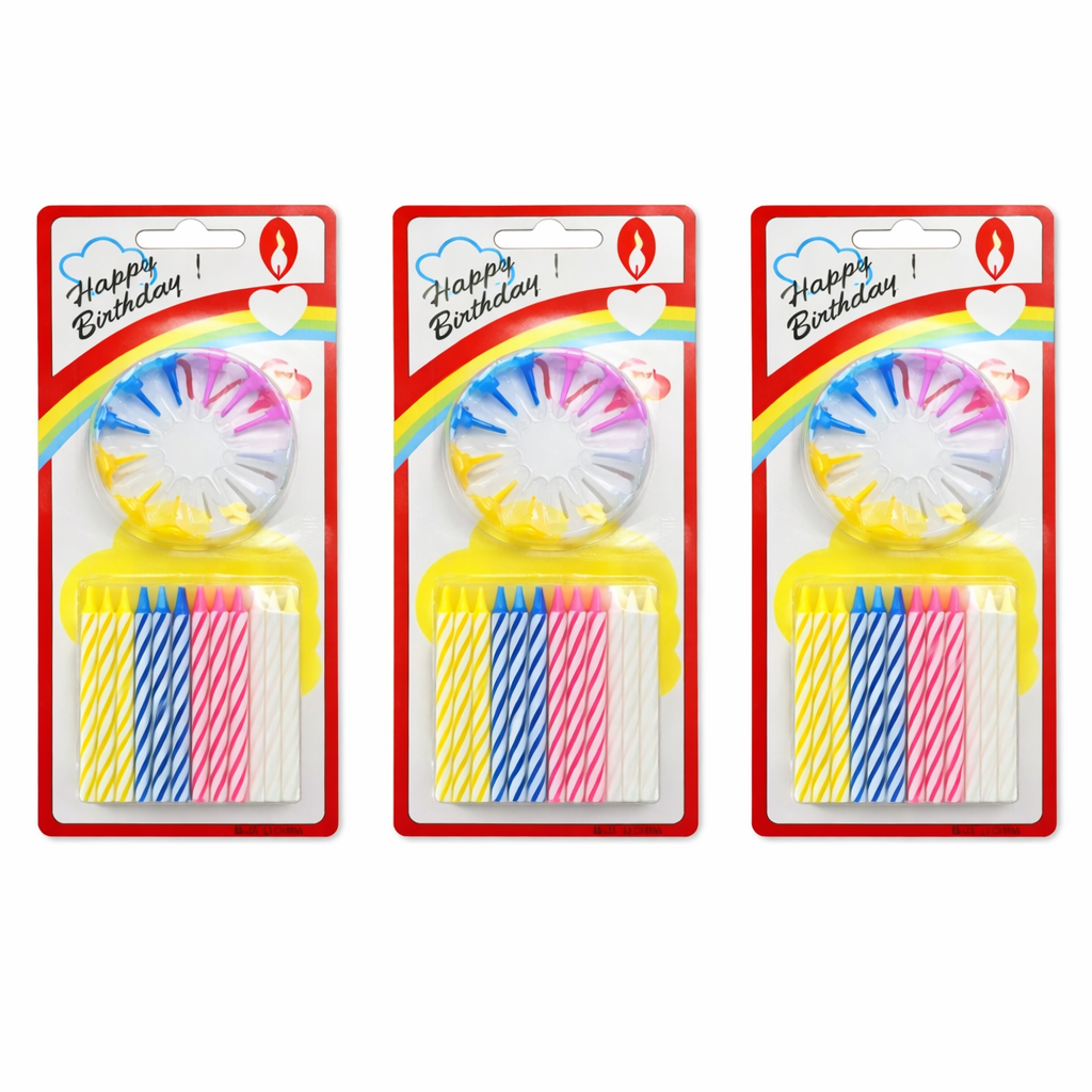 Unique Industries, Birthday Candles and Holders, Blue, 30ct