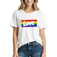 thumbnail image 2 of Frostluinai Womens Love is Love T-Shirt Short Sleeve Pride Shirts Crew Neck Rainbow Tshirts Ally Support LGBTQ Cotton Top, 2 of 3