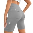 thumbnail image 6 of RongHuan Women Biker Shorts High Waisted Yoga Shorts Workout Short Pants with Pocket Solid Color Gym Shorts, 6 of 8