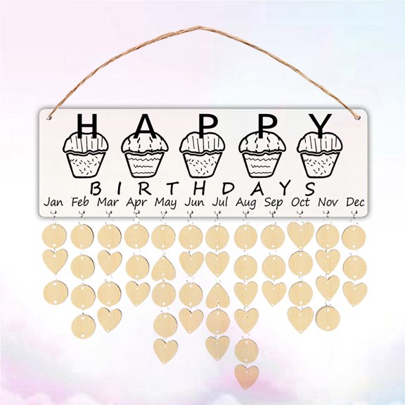 KALLORY  Birthday Reminder Board Perpetual Wooden Calendar