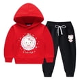 thumbnail image 3 of Hello kitty moda dibujos animados Otoño/Invierno niños suéter con capucha + pantalones casuales niños grandes más ropa gruesa de terciopelo cálido invierno, 3 of 5