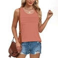 thumbnail image 5 of Timegard Womens Tank Tops Ruched Round Neck Comfy Blouse Sleeveless Solid Color Loose Tee Shirts Tops, 5 of 9