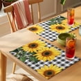 thumbnail image 4 of Country Sunflowers Placemats Set of 2, Yellow Floral Vintage Black Buffalo Plaid Non-Slip Place Mats Washable Table Mats for Kitchen Dining Table Decorations Indoor/Outdoor, 4 of 9