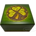 thumbnail image 2 of Shamrock Box Shamrock Box Handmade Linden Wood Celtic Keepsake Jewelry Cufflink Ring Box Made in Poland, 2 of 6
