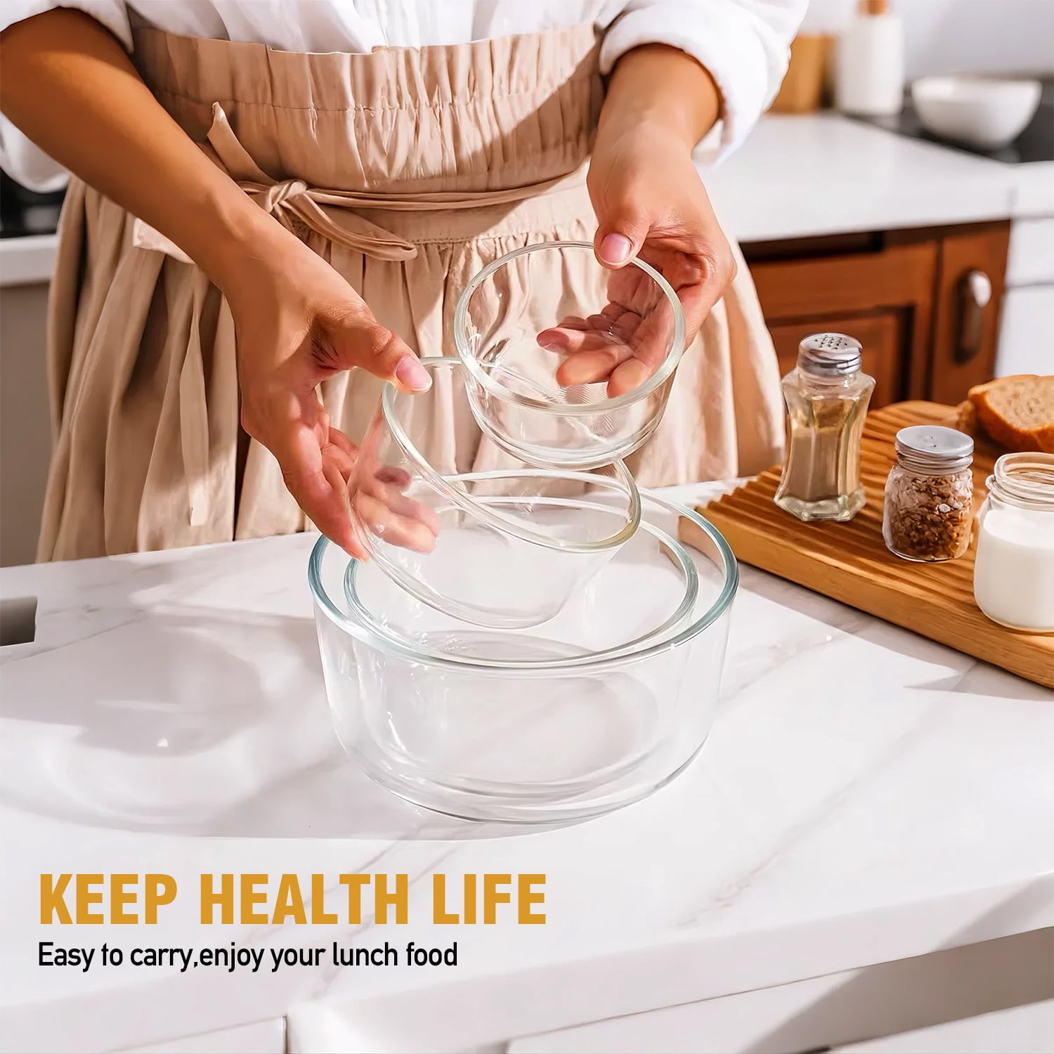 14 Pcs Glass Food Storage Containers Set - 7, 4, 2 & 1-Cup Round Containers with Lids, BPA-Free, Dishwasher & Microwave Safe Lunch Box