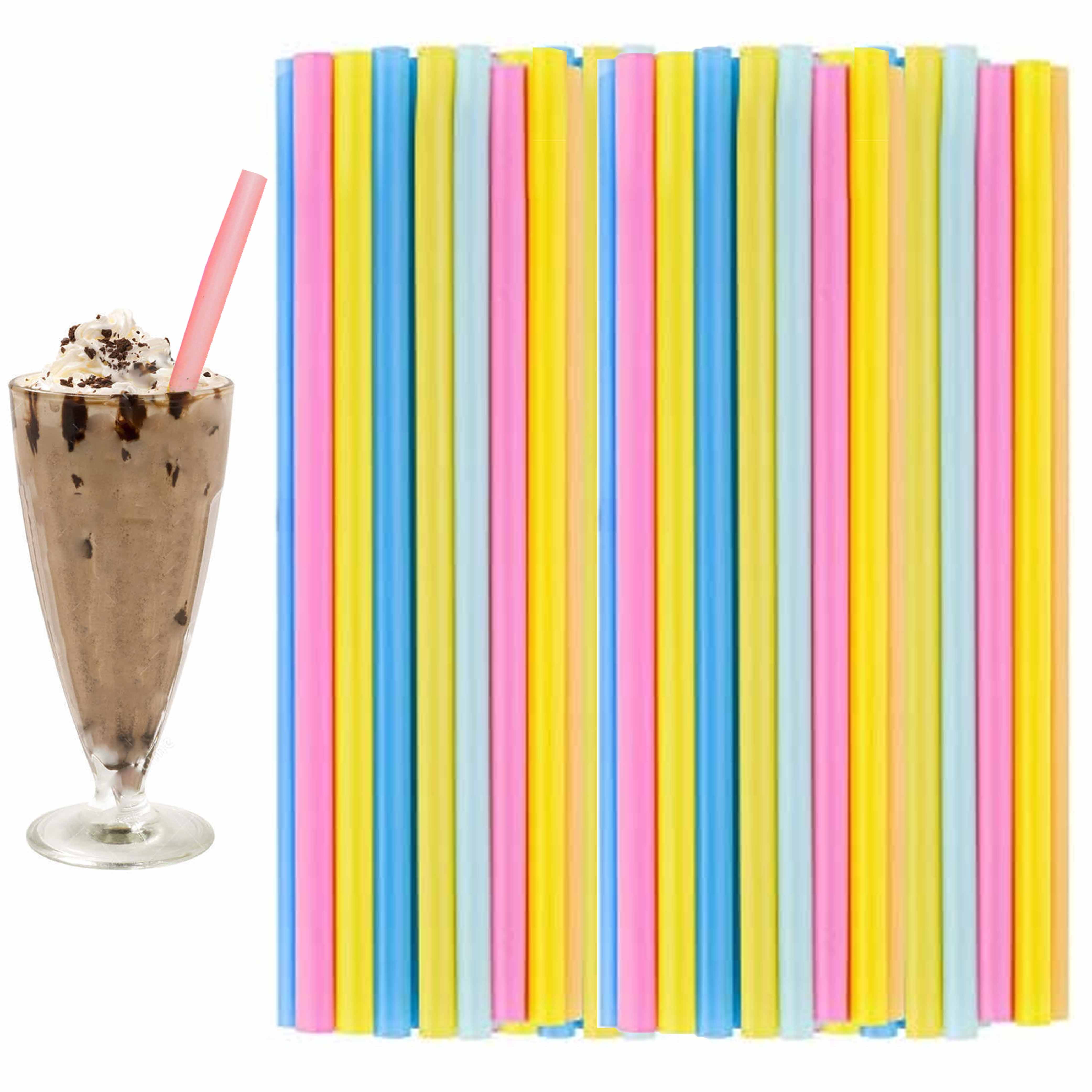 48 Pc Milkshake Straws BPA Free Jumbo Smoothie Drinking Party Neon