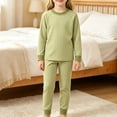 thumbnail image 4 of TIREOW Girls and Boys Thermal Underwear 2 Piece Set Vertical Stripe Crewneck Long Sleeve Top and Matching Pants Loungewear Sleepwear Set, 4 of 4