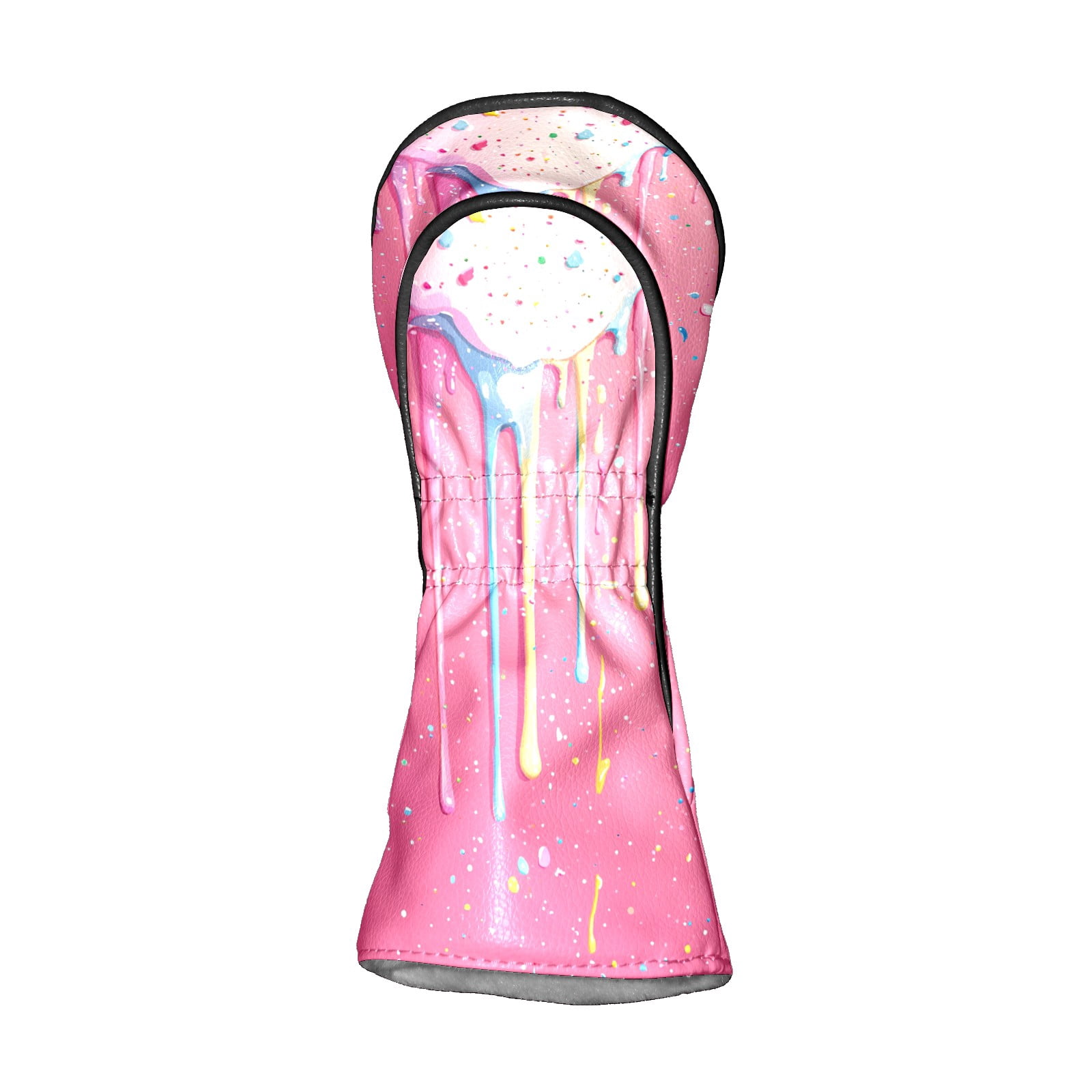 Golf Club Covers PU Leather Waterproof Head Covers for Fairway Woods Hybrids Ice Cream Droplets