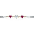 thumbnail image 2 of Gem Stone King 925 Silver and 10K Yellow Gold Moissanite and Red Created Ruby and Lab Grown Diamond Bracelet for Women (3.30 Cttw, Heart 6.5/7/7.5 inch, Made in Italy), 2 of 5