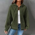 thumbnail image 5 of Breezora Ladies Casual Waffle Knit Hooded Jacket Loose Fit Drawstring Comfortable Fall Winter Outerwear Coat L Size Green, 5 of 7