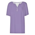 thumbnail image 3 of Juniors T-Shirts Fashion Casual Solid Color Button Short Sleeve Top T Shirt T Shirts for Women, 3 of 6