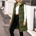 thumbnail image 4 of Karymi Cute Tops for Women Solid Long Hooded Puffer Vest, Sleeveless Drawstring Collar Zip Up Snap Button Quilted Waistcoat, Warm Cotton Coat with Side Pockets, 4 of 7