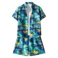 thumbnail image 4 of CONZONE Mens Hawaii 2 Pieces Outfits Tropical Graphic Short Sleeve T-Shirts Shorts Set for Men Summer Beach Tracksuit, 4 of 4