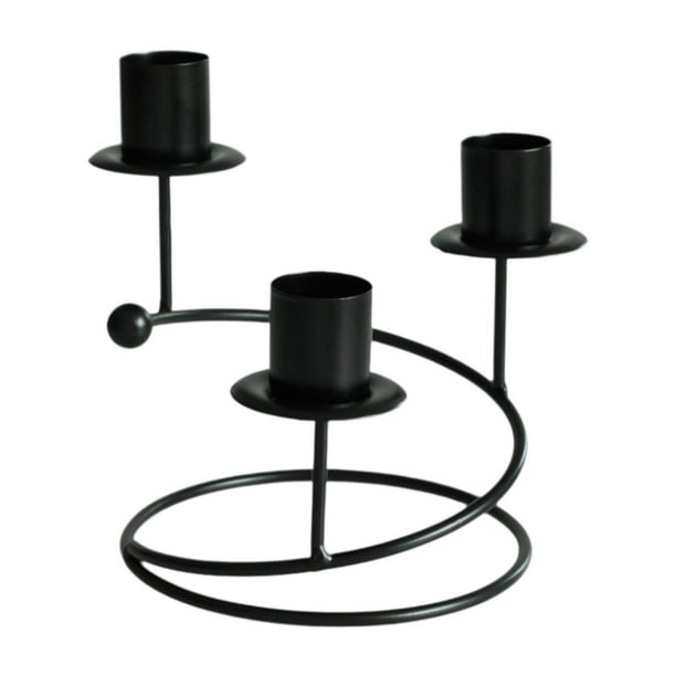 Candelabro porta velas,Candelabro porta velas candelabro soporte 3 brazos,Pilar de vela cónico de metal alto y largo para bodas,Centro de mesa para fiestas,aniversarios,cenas,eventos y negro