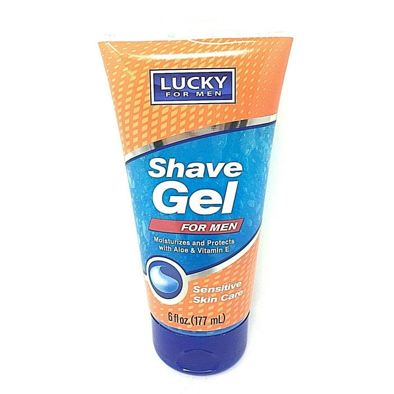 Lucky For Men Sensitive Skin Shave Gel With Aloe Vitamin E, oz