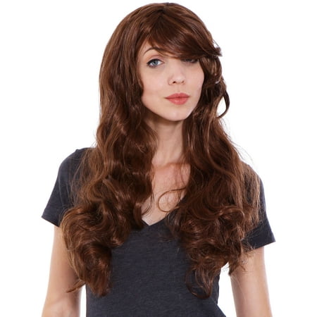 Half Cap Wigs - Women Curly Cosplay Costume Wigs with Free Wig Cap Light Brown