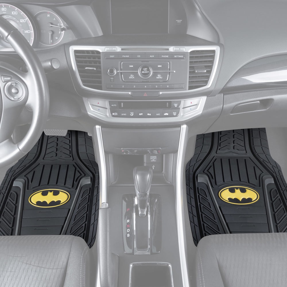 BDK Armored Batman Superhero Car Floor Mats, Officially Licensed Warner Bros DC Comics, All Weather Interior Auto Protection, Heavy Duty Rubber Liners for Car Truck Van SUV