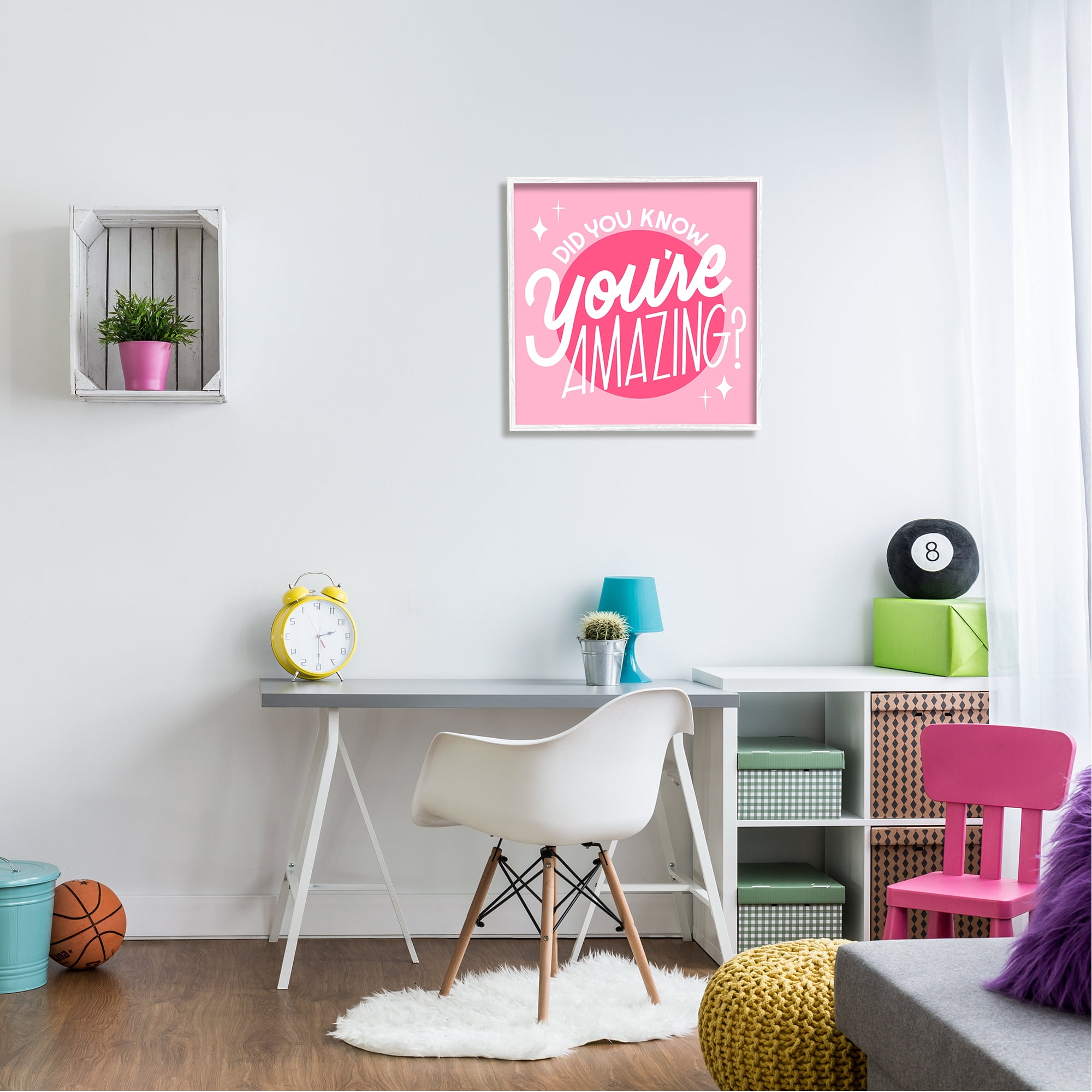 Stupell Industries You're Amazing Bold Pink Phrase Inspirational Painting White Framed Art Print Wall Art