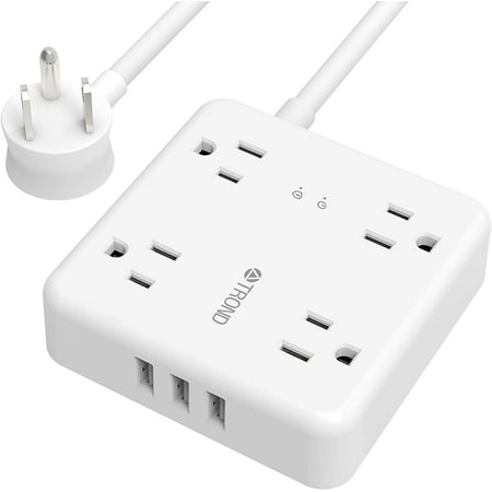 

TROND Power Strip Surge Protector with USB 5ft long Extension Cord for 3 USB and 4 AC Outlets White