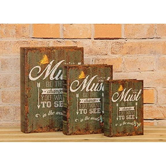"You Must Be the Change You Want to See" Decorative Book Boxes Diversion Safe Set of 3