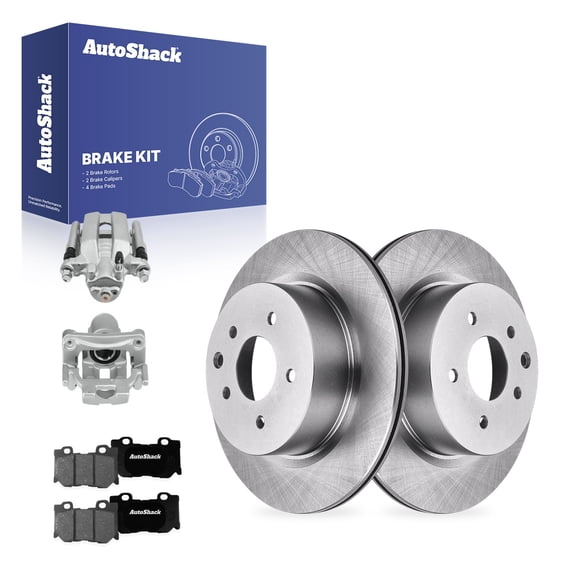 AutoShack Rear Vented Brake Rotors   Premium Ceramic Pads   Calipers 8-PC Brake Kit Replacement for 2010-2017 Nissan 370Z 12.11" (307.7 mm)