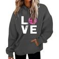 thumbnail image 1 of WEAIXIMIUNG Off The Shoulder Sweatshirt Women's Printed Baseball Long Sleeved Hoodie with Pockets, 1 of 4