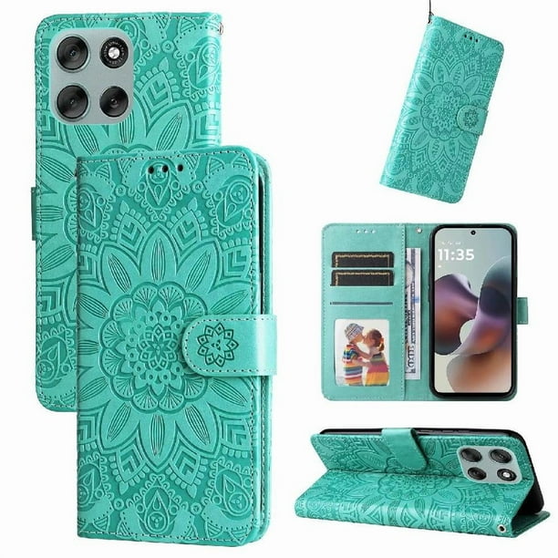 Funda tipo cartera GANGXUN para Motorola Moto G56 , diseño girasol, cuero PU, soporte, cierre magnético, tarjetero