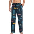 thumbnail image 3 of Men's Pajama Pants with Pockets Sleepwear Lounge Pants Stretch Casual Cartoon Car Dark, 3 of 6