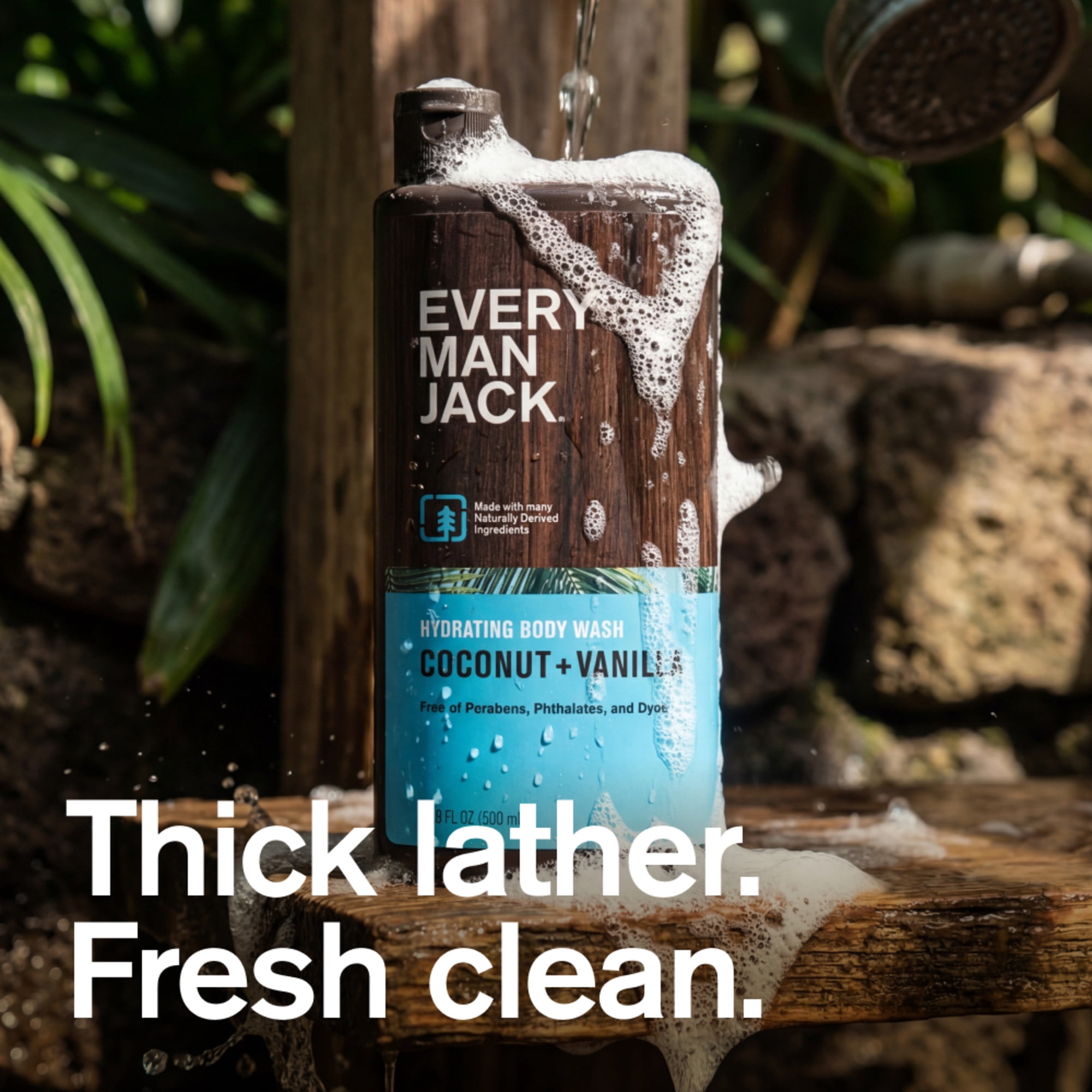 (3 pack) Every Man Jack Coconut + Vanilla Hydrating Body Wash for Men, Naturally Derived, 16.9 fl. oz