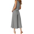 thumbnail image 3 of Roylamp Women's Summer 2 Piece Outfits Round Neck Crop Basic Top Cropped Wide Leg Pants Set Jumpsuits High quality, 3 of 5