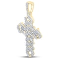 thumbnail image 2 of 10kt Yellow Gold Mens Round Diamond Cuban Link Cross Charm Pendant 1-3/4 Cttw, 2 of 2