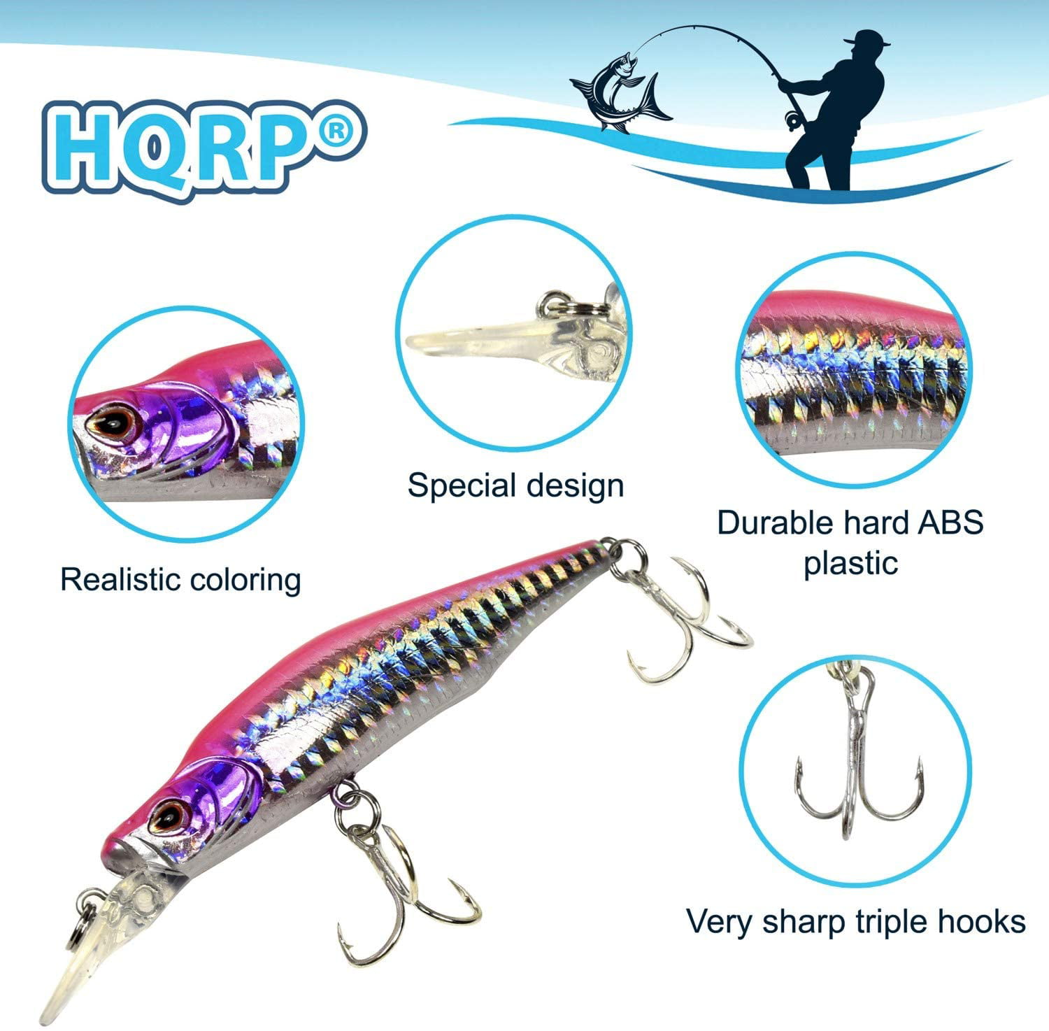  DONQL Crankbaits Fishing Lure Set Minnow Baits Kit Wobbler  Topwater Lures with Hooks Hard Popper Lures for Saltwater Freshwater Trout  Bass Perch Salmon Fishing (Type 1-4.5 cm / 4g) 