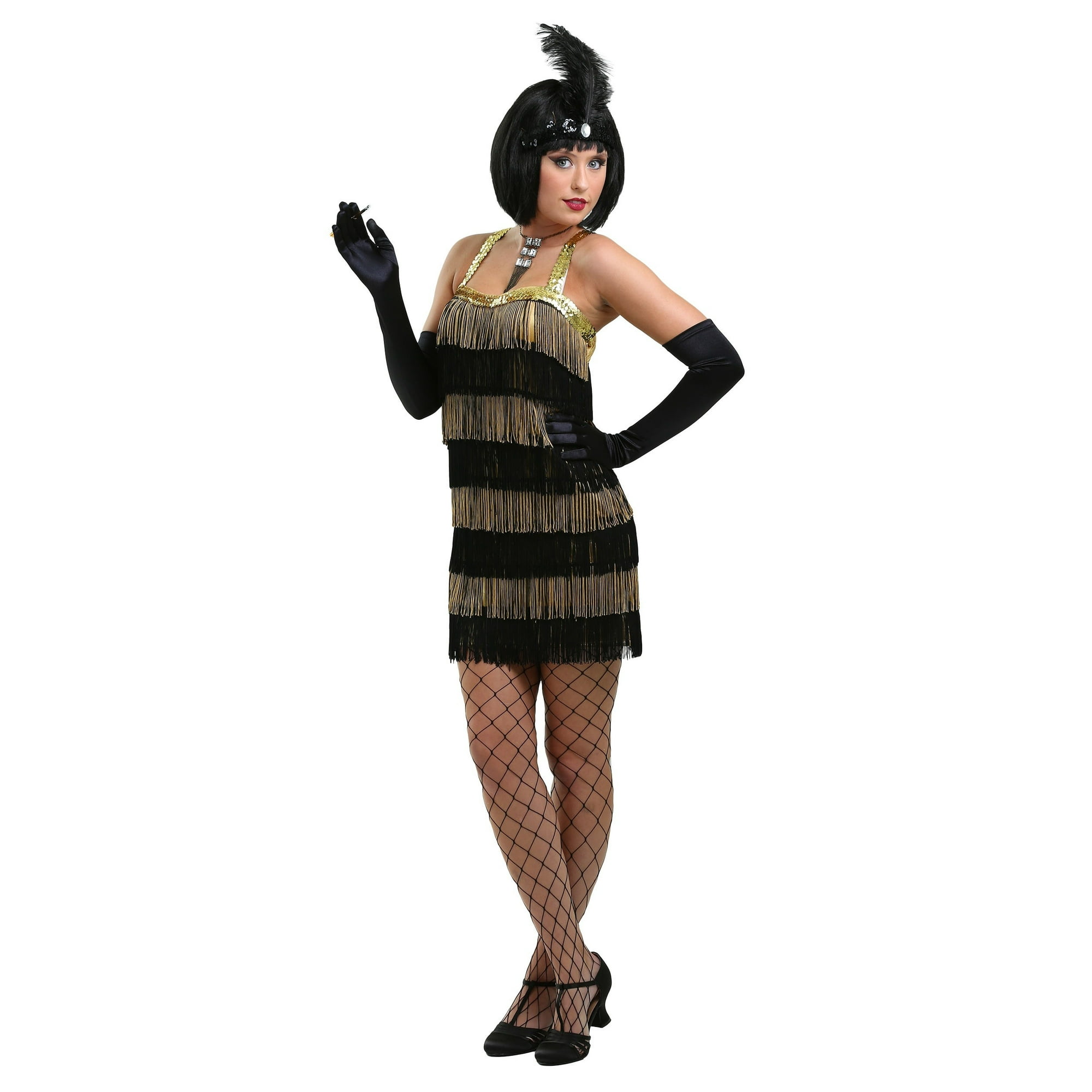 Fringe Gold Flapper Costume Walmart